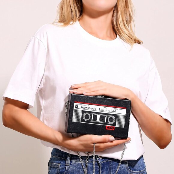 Women's Black 90s Hip Hop Handbags Purse Vintage Chain Bags 90s Outfit - Picture 6 of 15